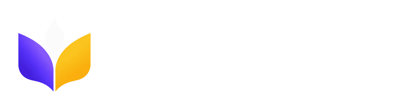 The GracePad mark beside the name GracePad in white text, on a dark background.