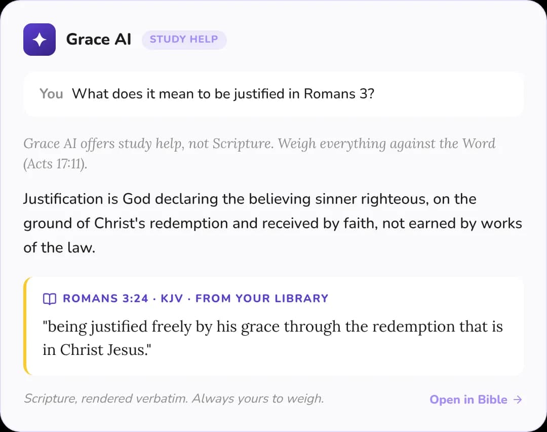 An example Grace AI answer about Romans 3